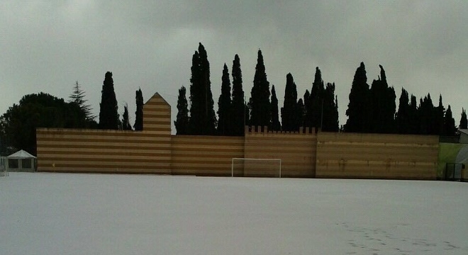 Il terreno del "Fratelli Ciavatta" di Miglianico coperto dalla neve